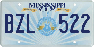 MS license plate BZL522