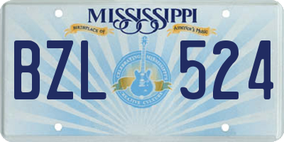 MS license plate BZL524