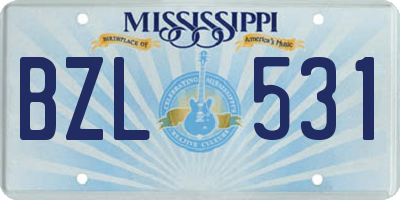 MS license plate BZL531