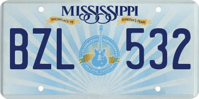 MS license plate BZL532