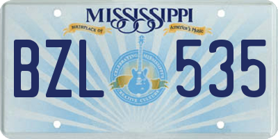 MS license plate BZL535