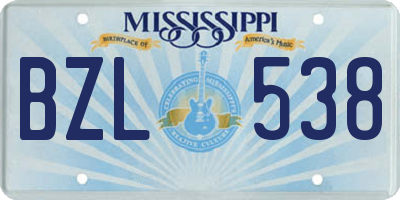 MS license plate BZL538
