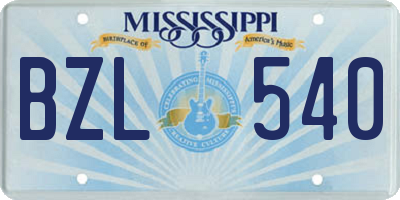MS license plate BZL540