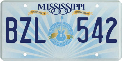 MS license plate BZL542