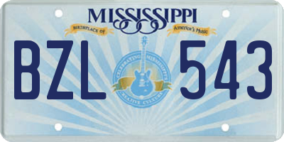 MS license plate BZL543
