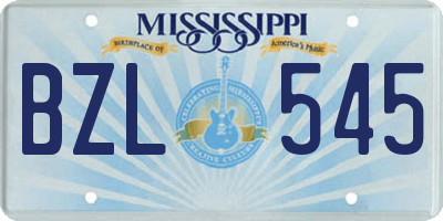MS license plate BZL545
