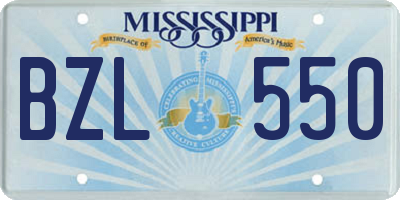 MS license plate BZL550
