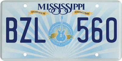 MS license plate BZL560