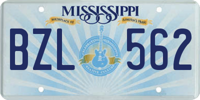 MS license plate BZL562