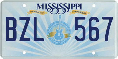 MS license plate BZL567
