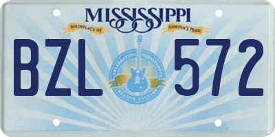 MS license plate BZL572