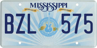 MS license plate BZL575