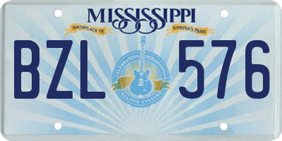 MS license plate BZL576