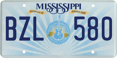MS license plate BZL580