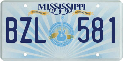 MS license plate BZL581