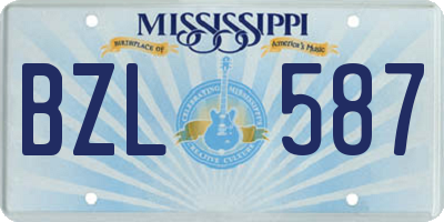 MS license plate BZL587