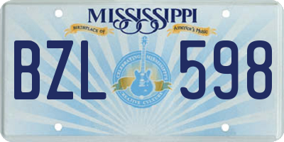 MS license plate BZL598