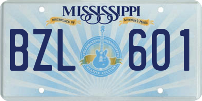 MS license plate BZL601