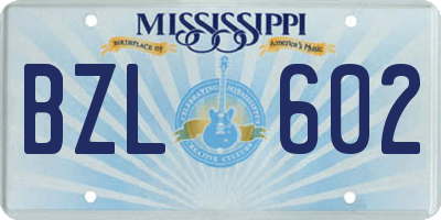 MS license plate BZL602