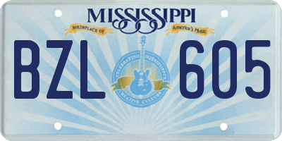 MS license plate BZL605