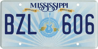 MS license plate BZL606