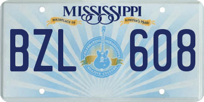 MS license plate BZL608