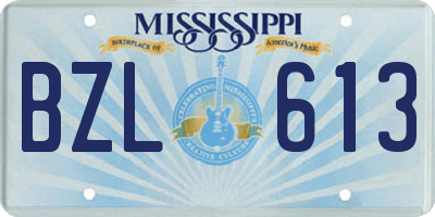 MS license plate BZL613