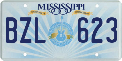 MS license plate BZL623
