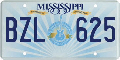 MS license plate BZL625