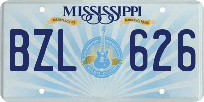MS license plate BZL626