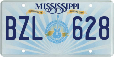 MS license plate BZL628