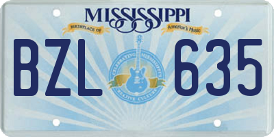 MS license plate BZL635