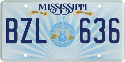 MS license plate BZL636