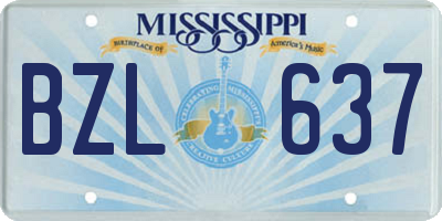 MS license plate BZL637