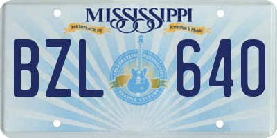 MS license plate BZL640