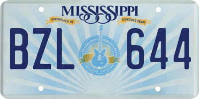 MS license plate BZL644
