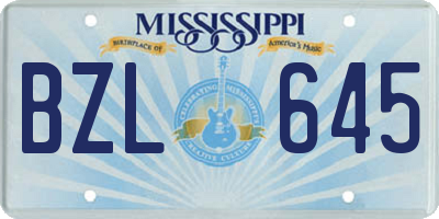 MS license plate BZL645