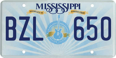 MS license plate BZL650