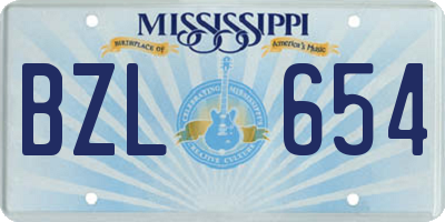 MS license plate BZL654