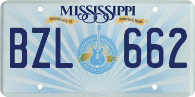 MS license plate BZL662