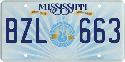 MS license plate BZL663