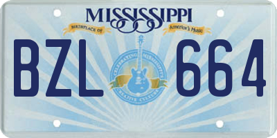 MS license plate BZL664