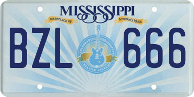 MS license plate BZL666