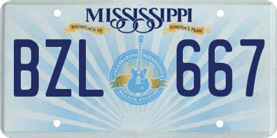 MS license plate BZL667