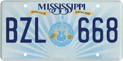 MS license plate BZL668