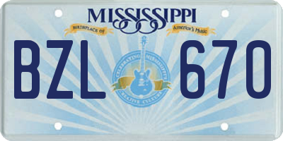 MS license plate BZL670