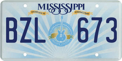MS license plate BZL673