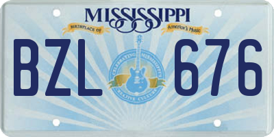 MS license plate BZL676