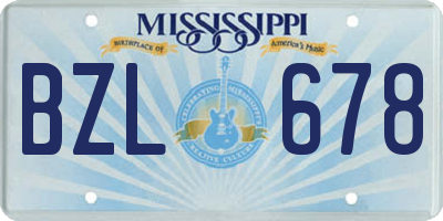 MS license plate BZL678