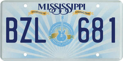 MS license plate BZL681